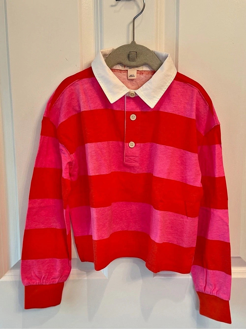 crewcuts Kids Striped Rugby Shirt Pink & Red